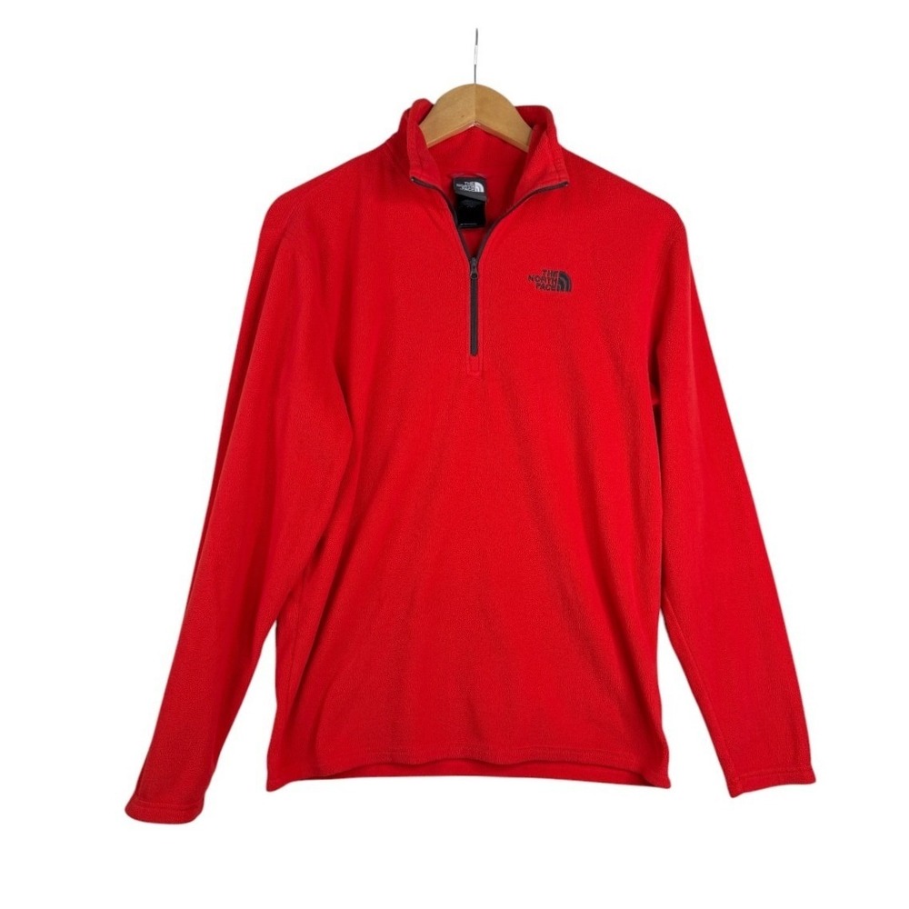 The North Face Mens Quarter Zip Pullover Fleece Size Small Red
